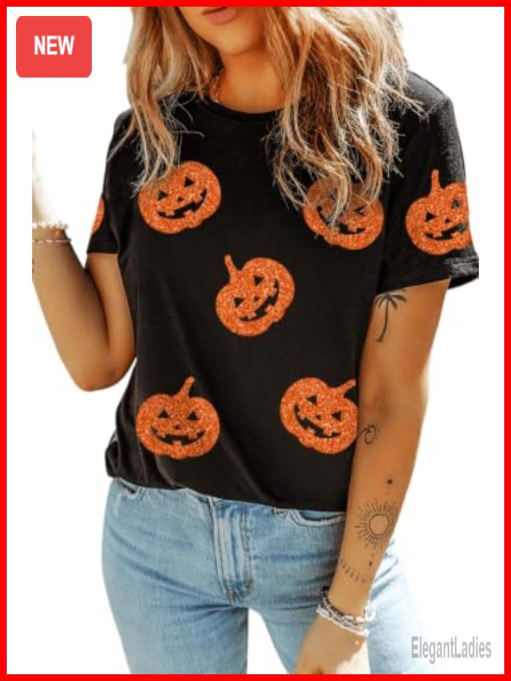 Halloween Sequin Pumpkin Graphic Tee